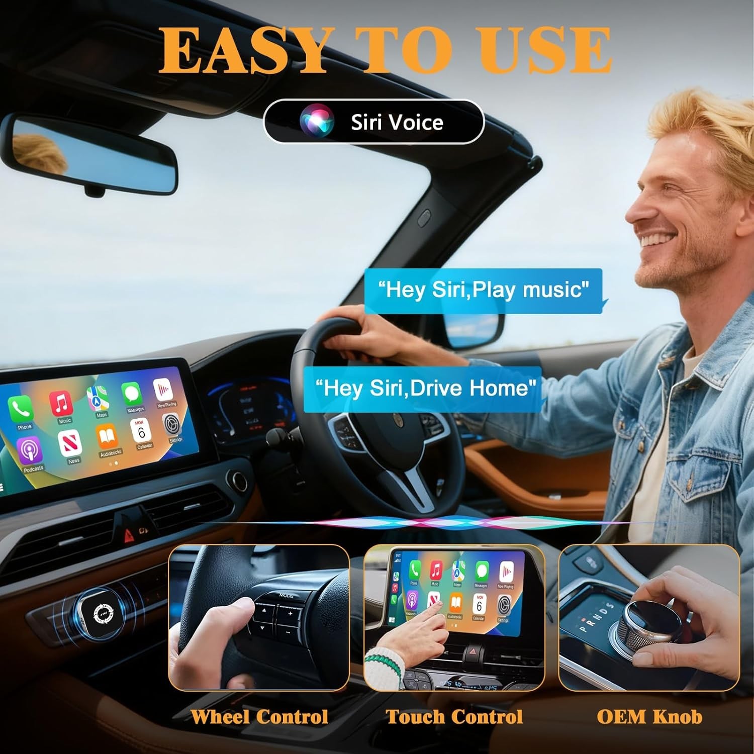 4 in 1 Screen Mirroring Wireless CarPlay Adapte, 2026 Upgraded Wired to Wireless
