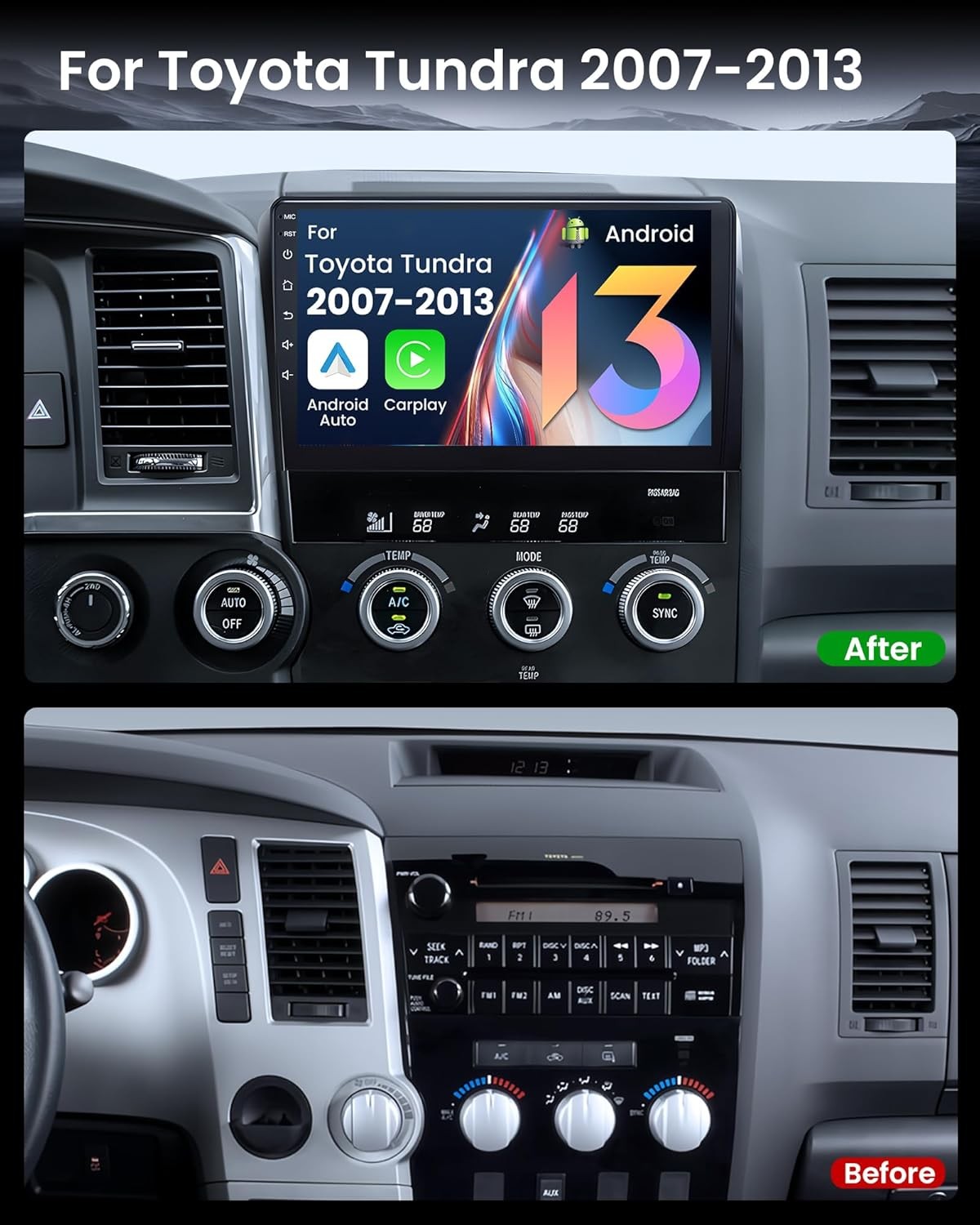 64G For 2007-2013 Toyota Tundra Sequoia 2008-2018 Android13 Car Stereo GPS Radio