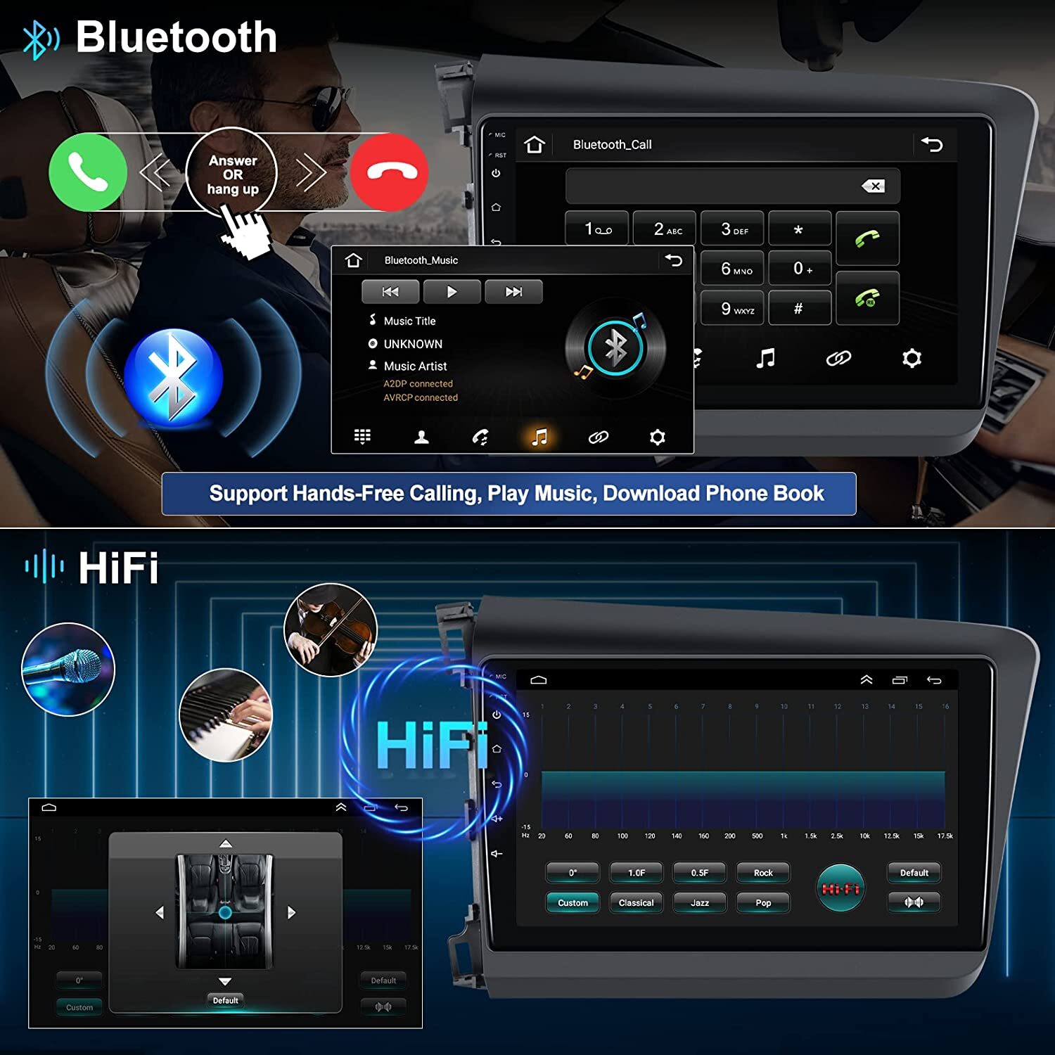 2+32G Android 15 For Honda Civic 2012-2015 Wireless Carplay Car Stereo Radio GPS