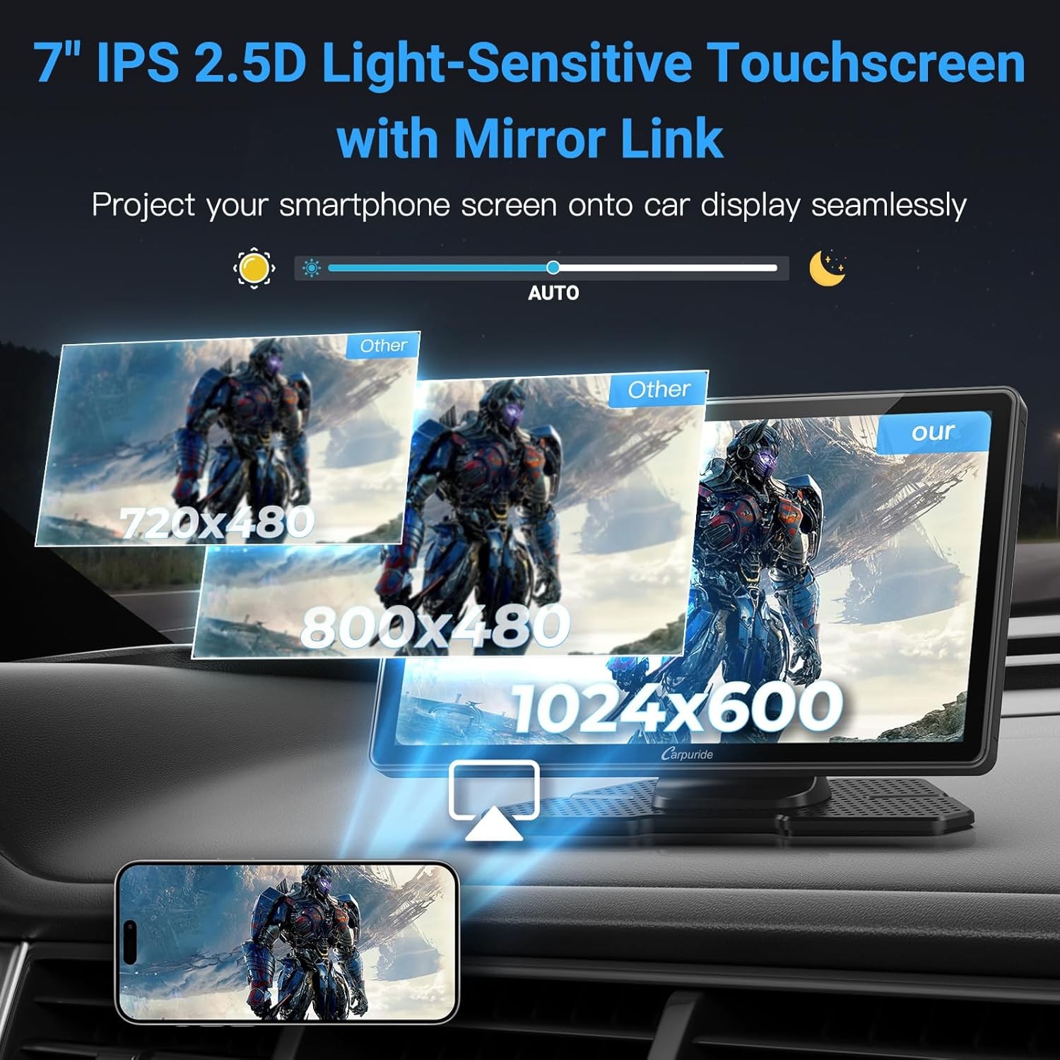 Carpuride W703 Wireless CarPlay 7 IPS 4K Front Camera