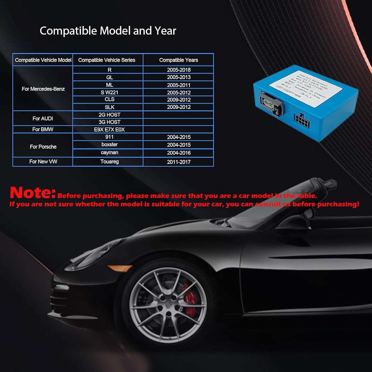 Optic Fiber Decoder for Mercedes-Benz ML/GL/R Class/CLS/S W221/Cayenne…