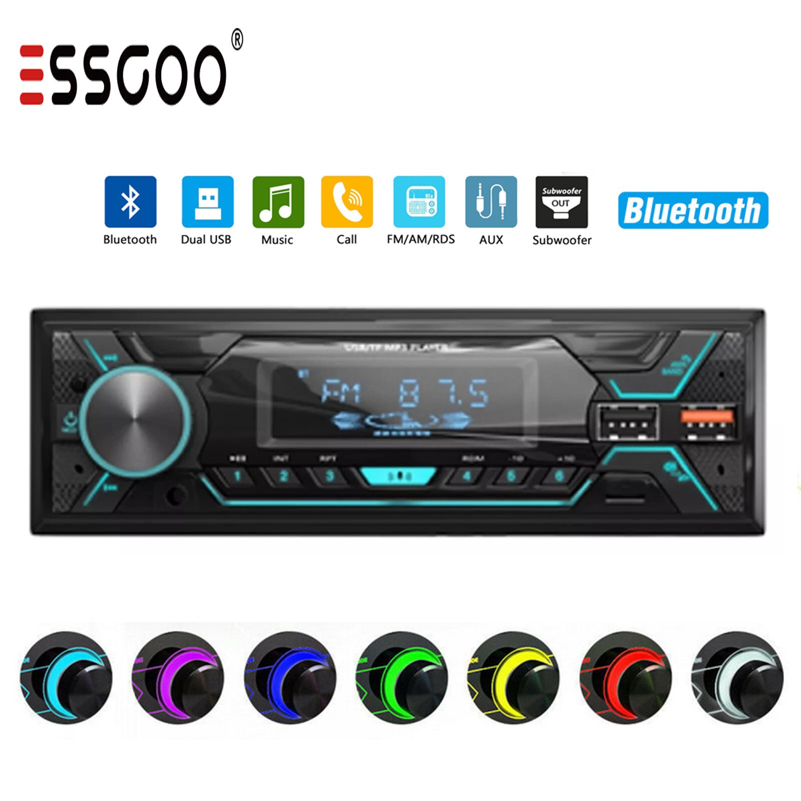 Single 1Din Car Stereo Audio In-Dash Bluetooth MP3 Player Head Unit FM/AUX/USB