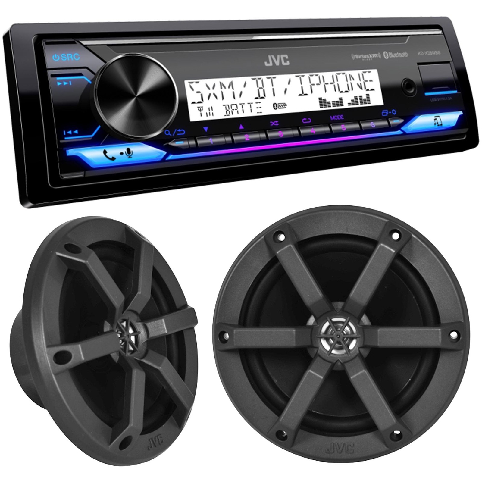 JVC KD-X38MBS Single DIN Mechless USB AUX Bluetooth Car Digital Media Stereo …