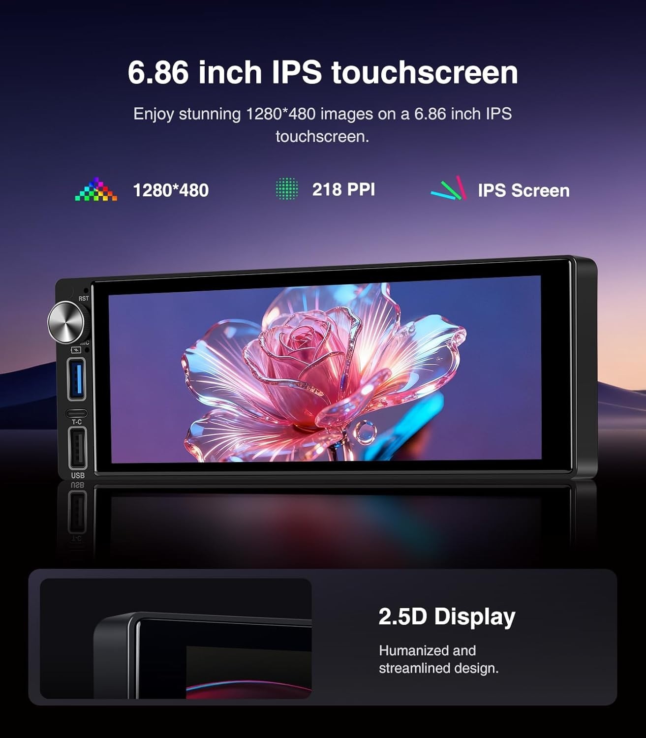 6.9-Inch Car Stereo with Apple CarPlay, Android Auto & Bluetooth 5.1