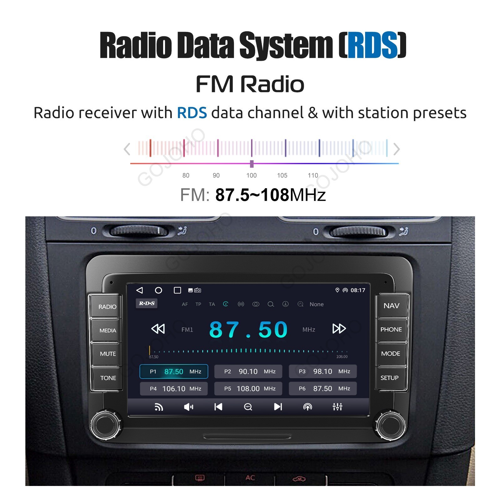 4+64G 7″ Android 14 Car Stereo Radio GPS Carplay For VW Golf MK5 MK6 Caddy Jetta