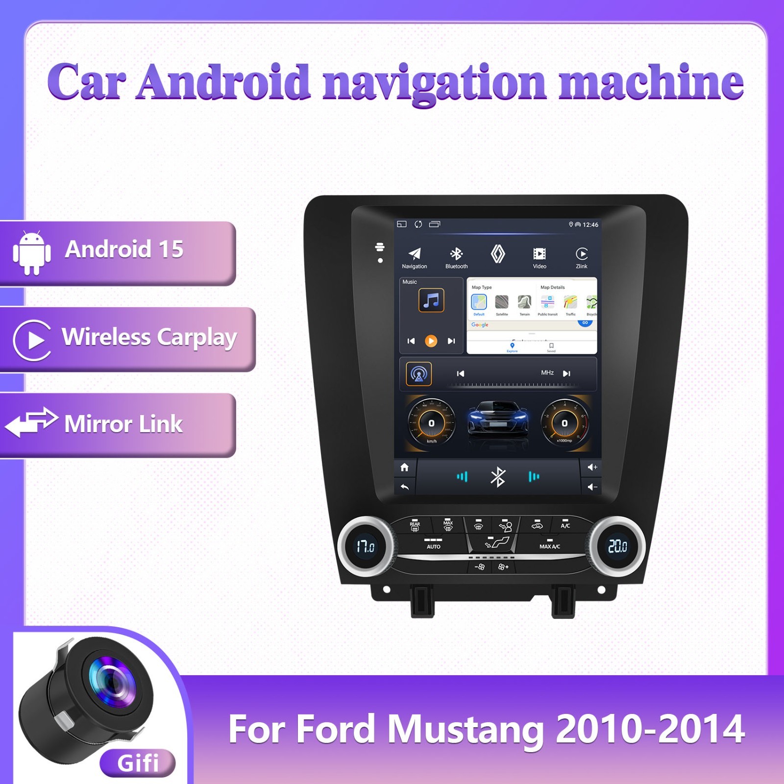For 2010-2014 Ford Mustang Apple CarPlay Android 13 Car Radio Stereo GPS NAVI FM
