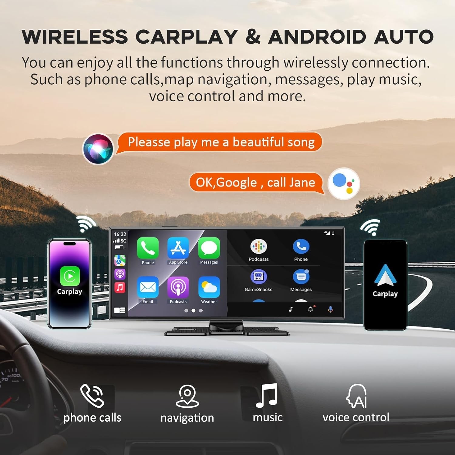 Largest 11.5″ Touchscreen with Dash Cam, App Control for Car