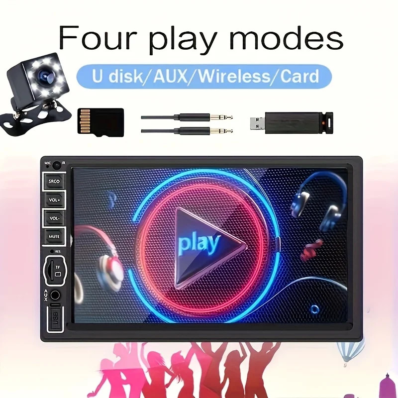 7" Touch Screen Car Stereo with 8LED Backup Camera,FM/SD Playback,2-DIN