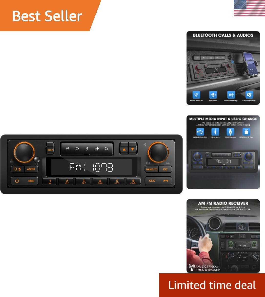 Retro Bluetooth Car Radio System: Single Din European Look Stereo for Classic…