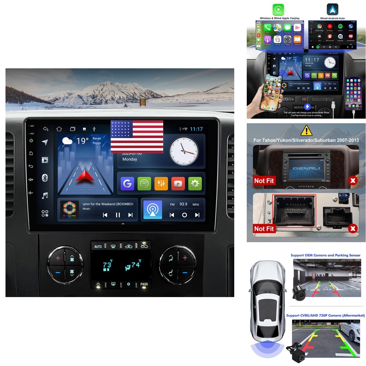 232G Aumume 10.1 Inches 10 Double Din Car Stereo For Chevrolet/Gmc/Buick Ips