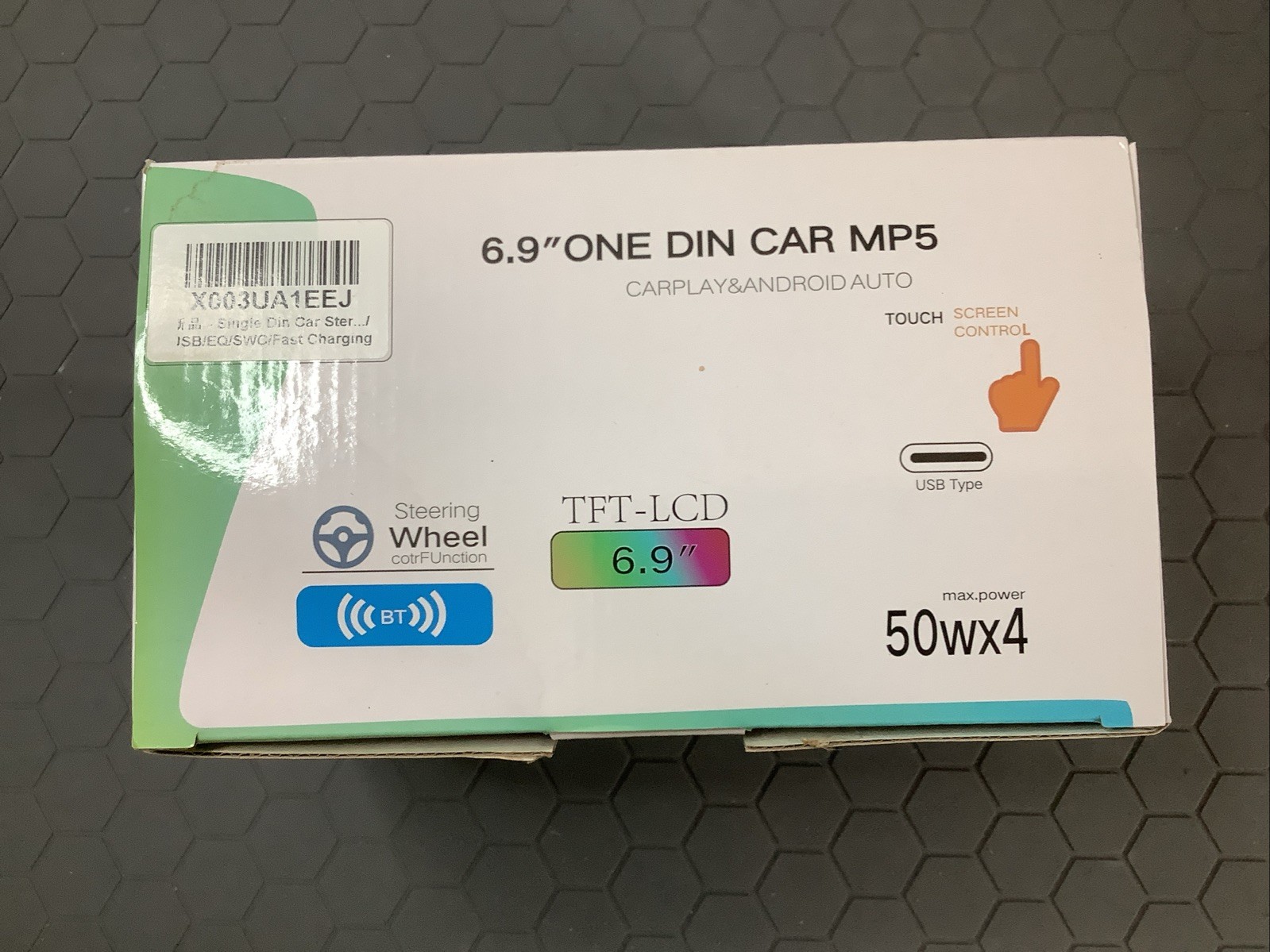 6.9 Inch TFT-LCD ONE DIN Car MP5 Touch Screen with USB-C 50wx4