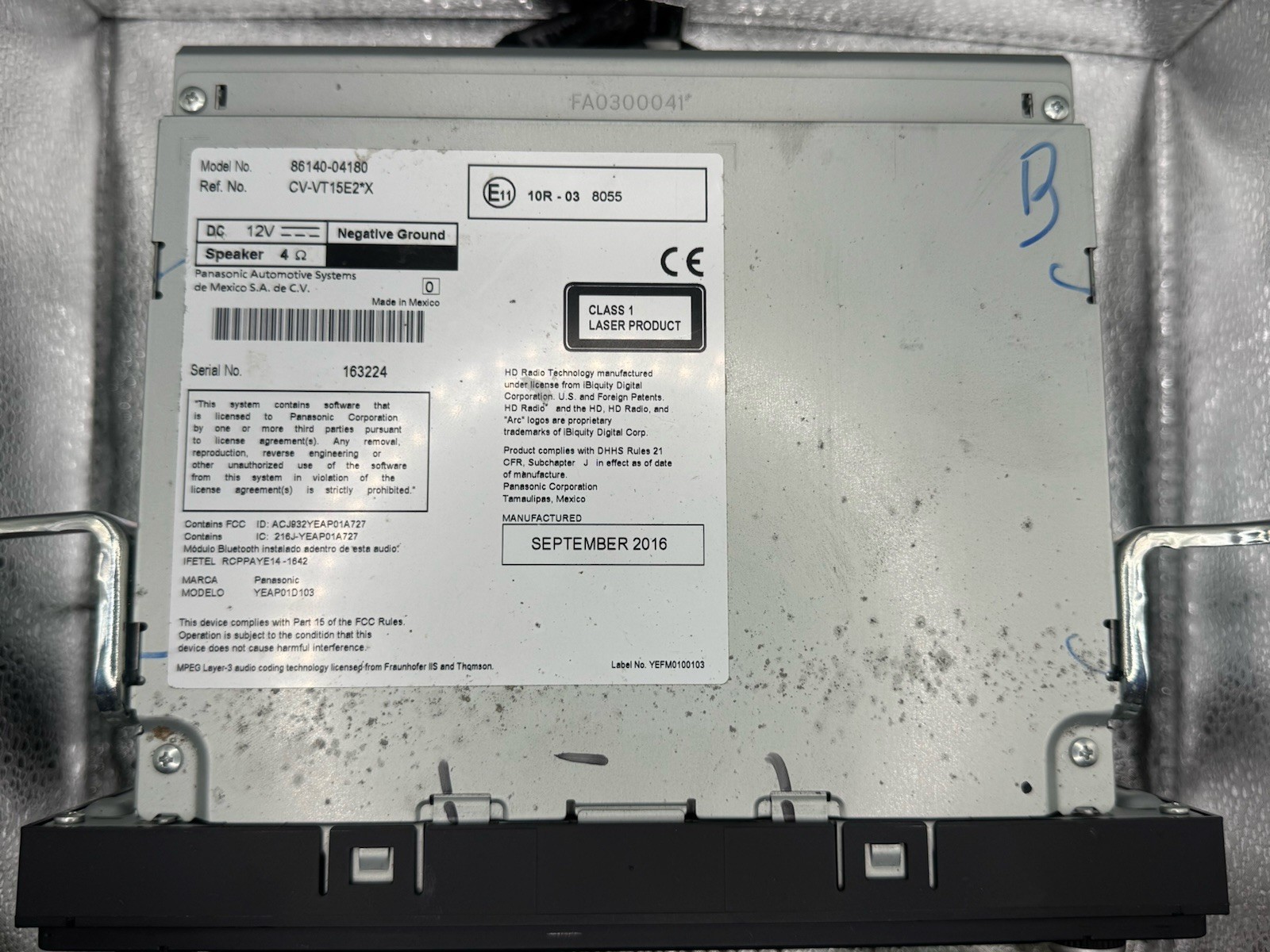 2016 – 2019 Toyota Tacoma Audio Radio Display Screen OEM Model No. 86140-04180