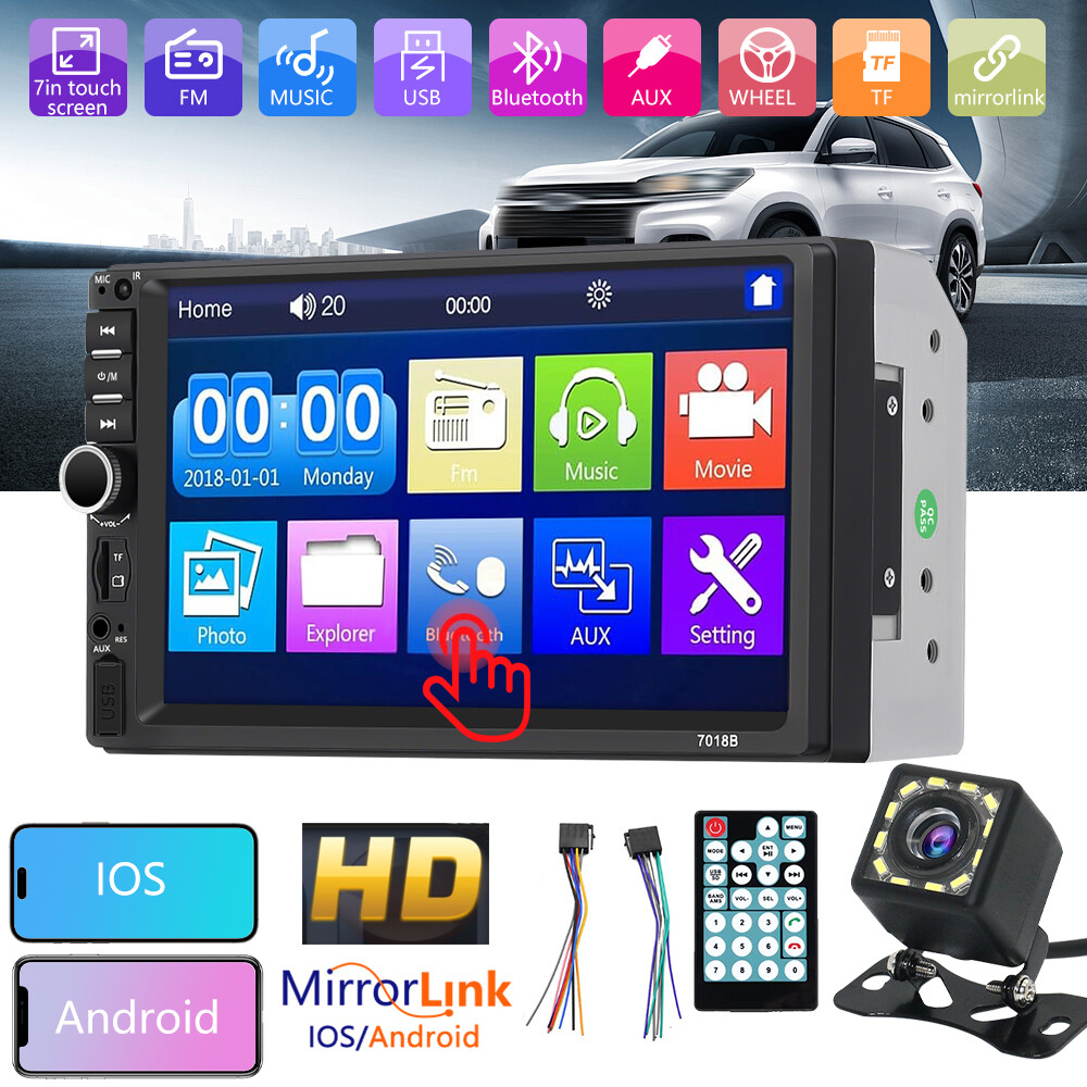 7″ 2Din Touch Screen Stereo Bluetooth FM Radio Car MP5 Player with Rear Camera