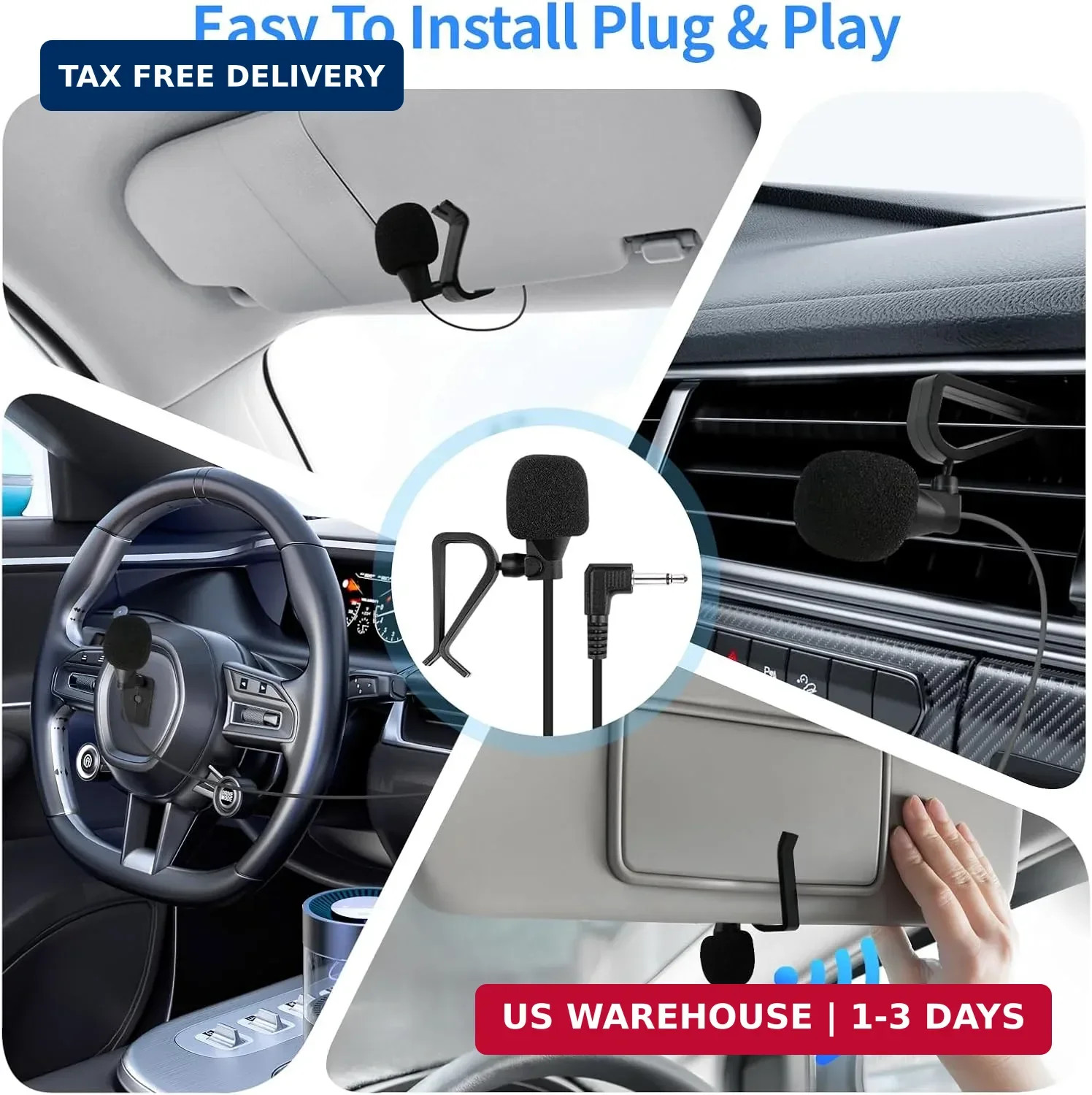 1 Set 3.5mm Plug Car Microphone,Handsfree Dash Car Stereo Receiver, Compatible V