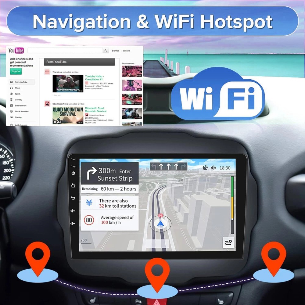 For Jeep Renegade 2015-2020 Apple Carplay Android 15 Car Stereo Radio GPS Navi