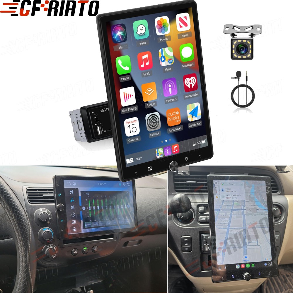 Single 1 Din 10.4″ Touch Screen Stereo Radio Car Wireless Apple/Android Carplay