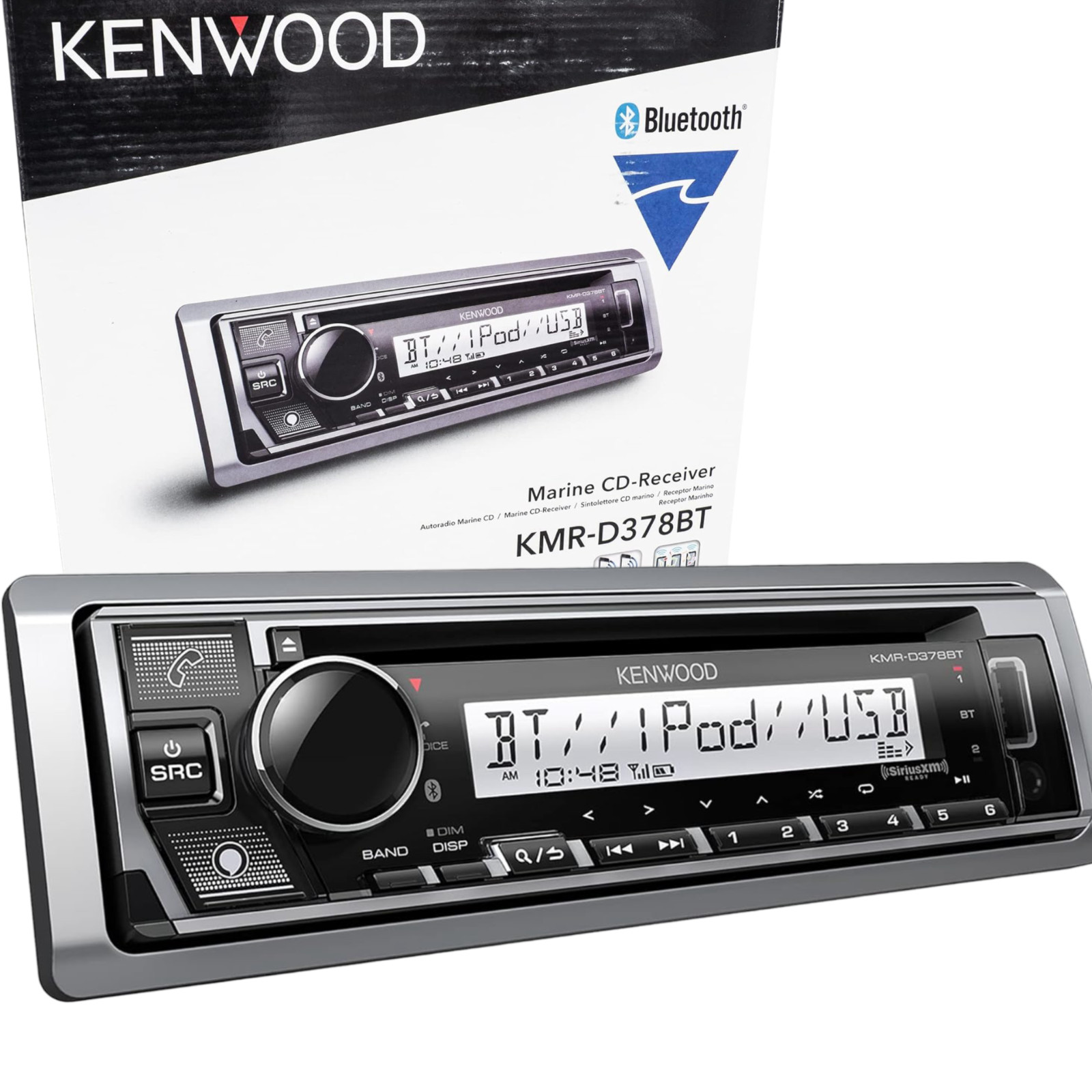 Kenwood KMR-D378BT Marine/Motorsports CD AM/FM Radio, Bluetooth, Amazon Alexa