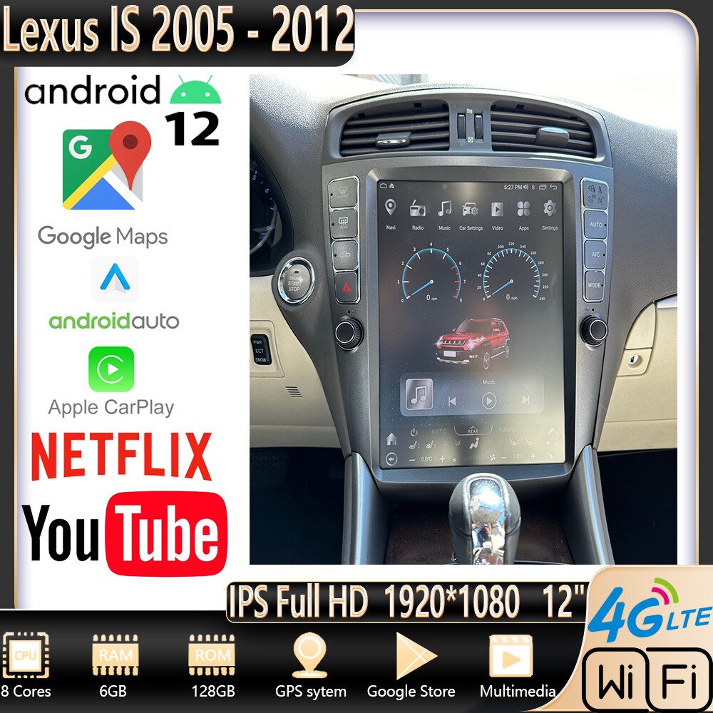 12 inch T-Style Car Stereo Head Unit Radio For Lexus IS250 IS300 IS350 2005-2012
