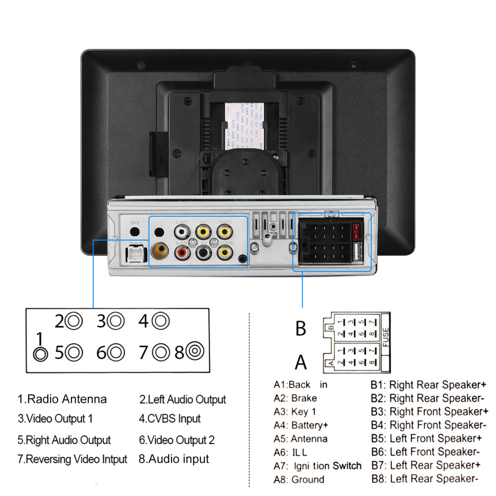 Single 1 DIN Carplay Rotatable 10.4″ Touch Screen Car Stereo Radio GPS WIFI BT