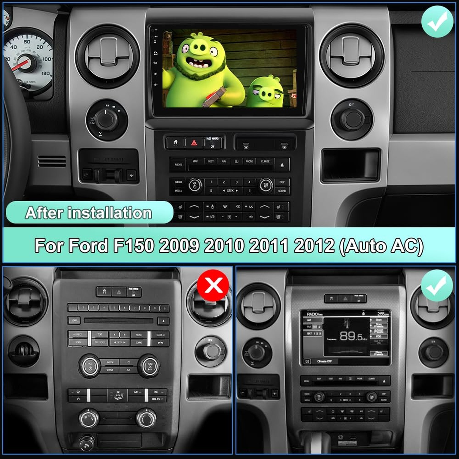 Android Radio for Ford F150 2009-2012 0nly Fit Auto AC 2GB+64GB | 9 inch Touc…
