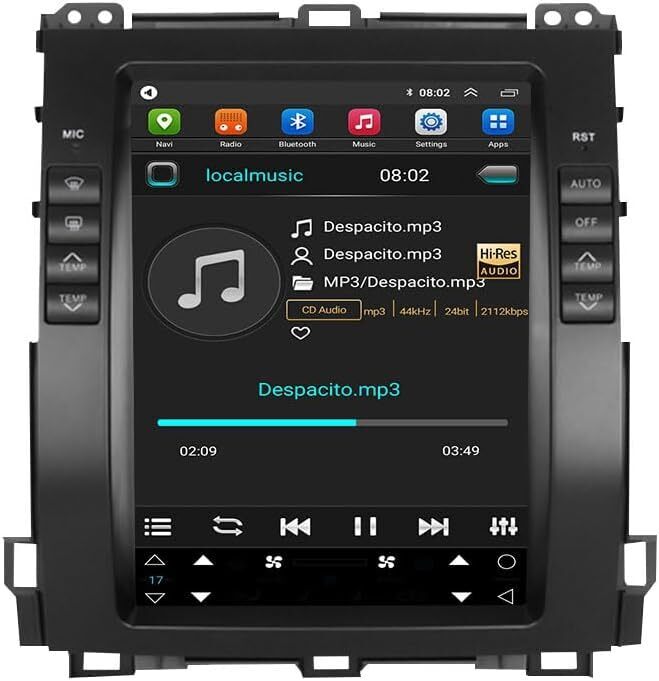 10.4” Tesla Screen Car Radio Android For 02-09 Toyota Land Cruiser Prado 120