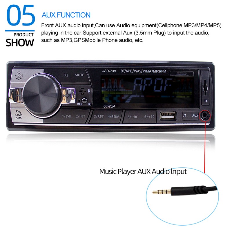 1 Din Bluetooth FM MP3 USB SD AUX With Remote Control Car Radio Receiver