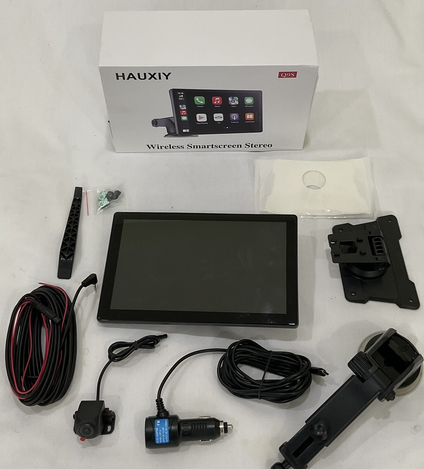 HAUXIY Wireless Carplay Touchscreen 2.5K Dash Cam 9″ Portable Q9S -Black -64gb