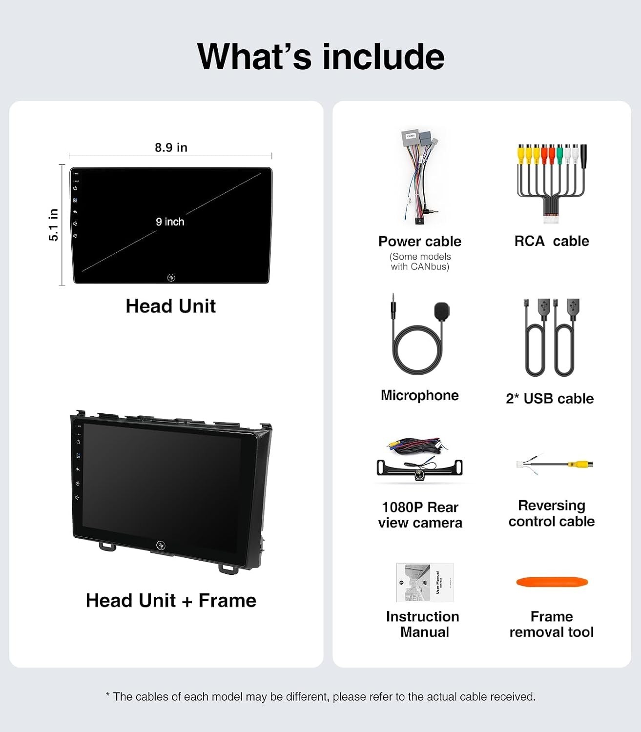 9″ QLED Linux Android Auto Carplay Stereo for Honda CRV 2006-2011; w/Camera