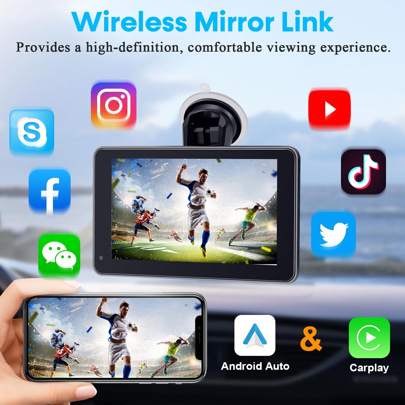Pantalla Portatil De 7 Pulgadas Con Android Auto Y Navegacion GPS Lujo