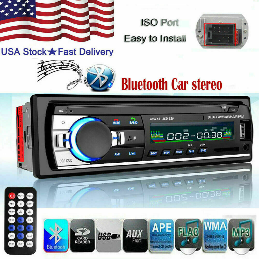 1 DIN Bluetooth Car Stereo FM In Dash Radio ​TF/USB MP3 AUX Handsfree Head Unit