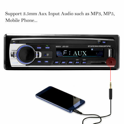 Single 1 Din Bluetooth Car Stereo Radio MP3 Player In-Dash FM USB SD AUX Input