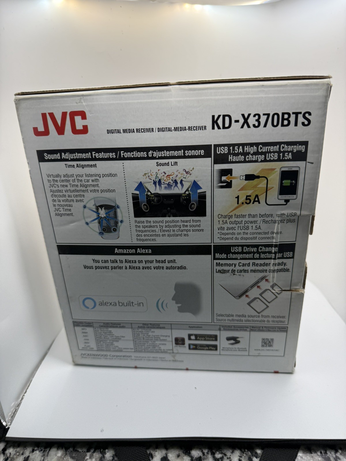 JVC KD-X370BTS Bluetooth USB SiriusXM Alexa Media Receiver Open Box