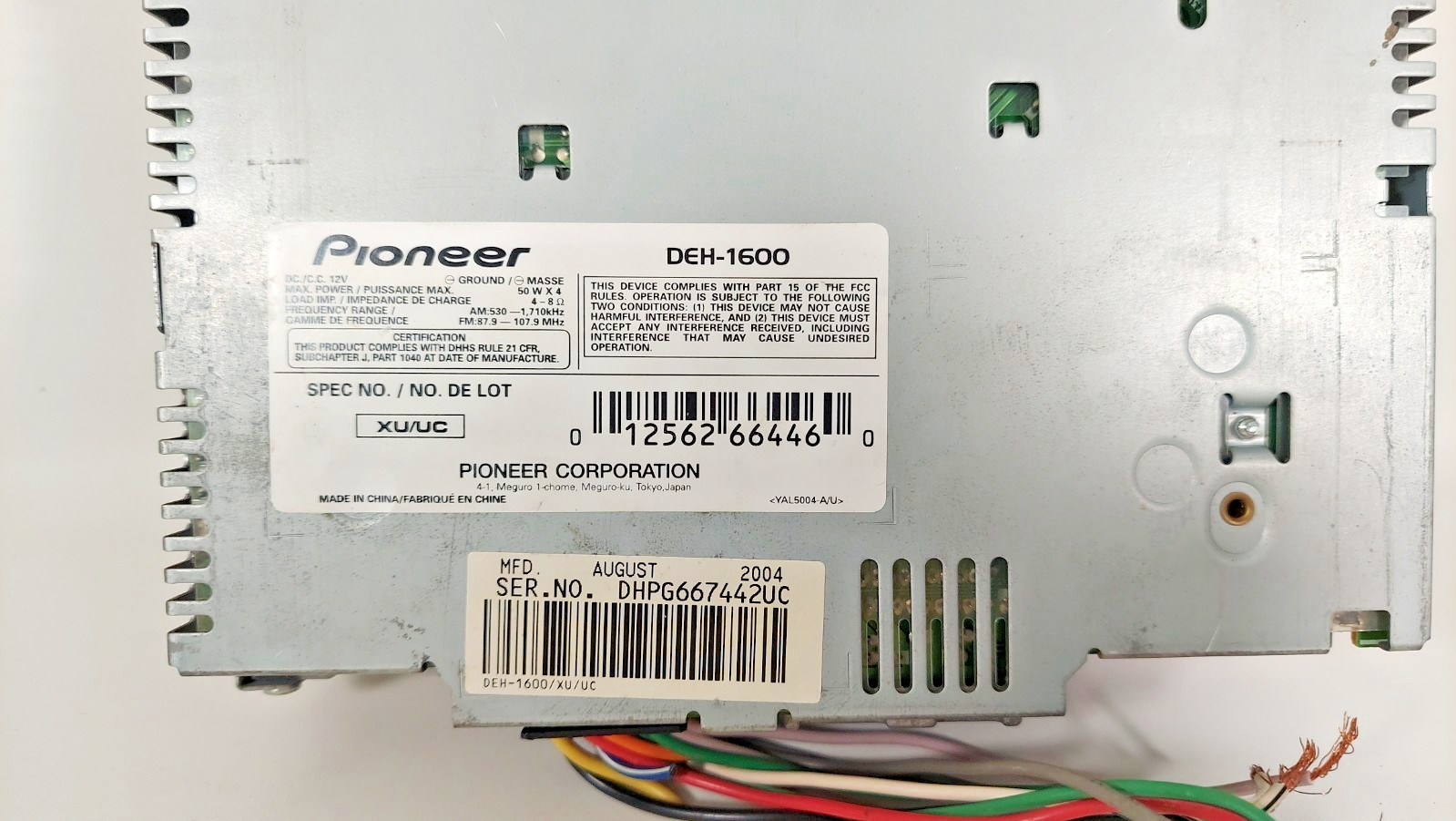 Vtg Pioneer DEH-1600 Super Tuner III Car CD Player High Power Mosfet