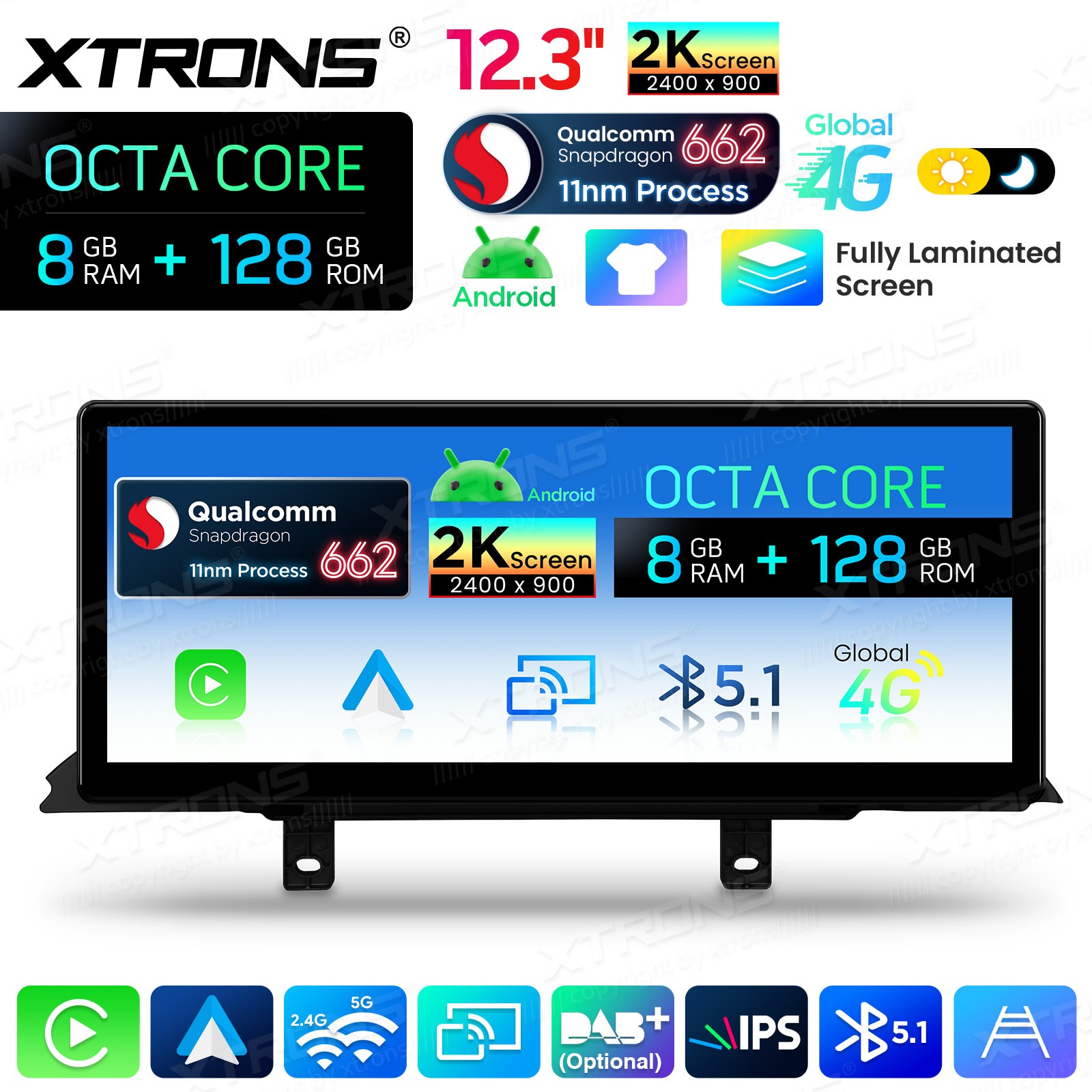 For BMW F30 F31 F32 F33 F36 Android Navigation 12.3″ Screen 2K IPS 8G 128GB WiFi