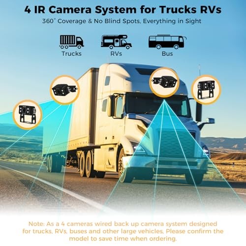 Truck RV Camera System with CarPlay & Android Auto,10.36” Touch Screen with