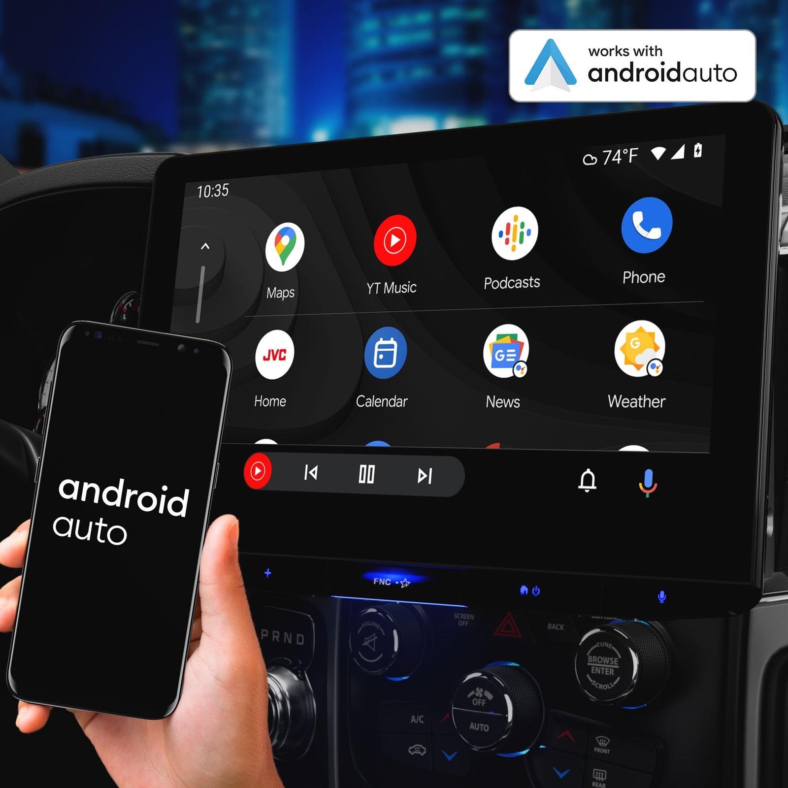 JVC KW-Z1000W 10.1″ Bluetooth Car Stereo Receiver with Apple CarPlay & Androi…