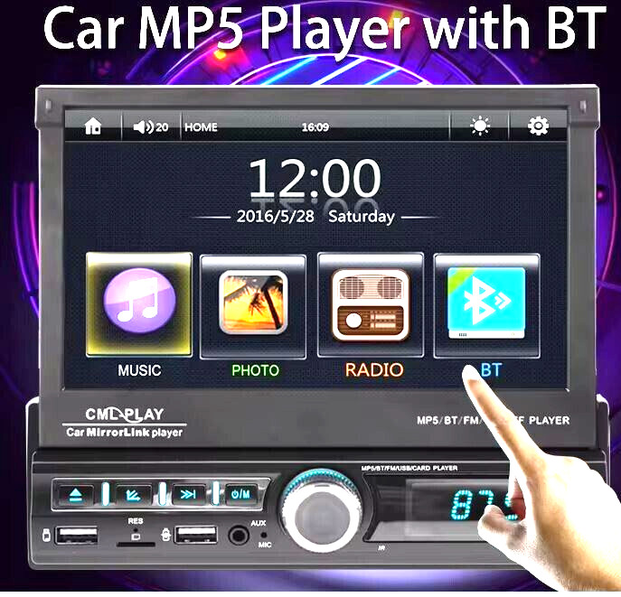 7″ Single 1 DIN Car Stereo Flip Out Touch Screen Radio Bluetooth MP5 Player USB