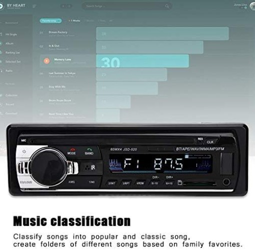 Car Stereo Bluetooth MP3 Player 4X60W 1 DIN USB AUX IR Remote