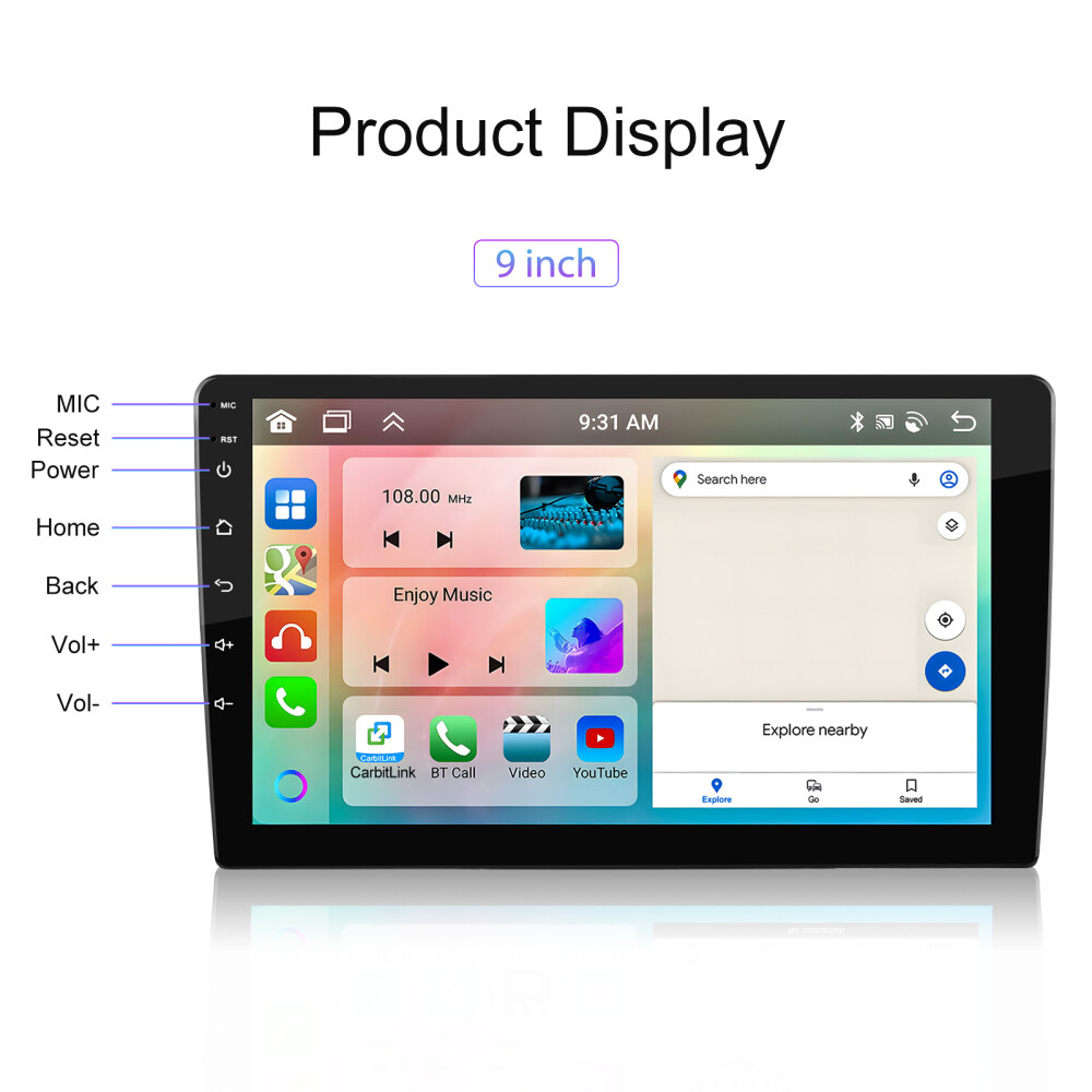6G+128G 8 Core 2 Din CarPlay Car Stereo Radio Android 13.0 GPS Navi DSP WIFI IPS