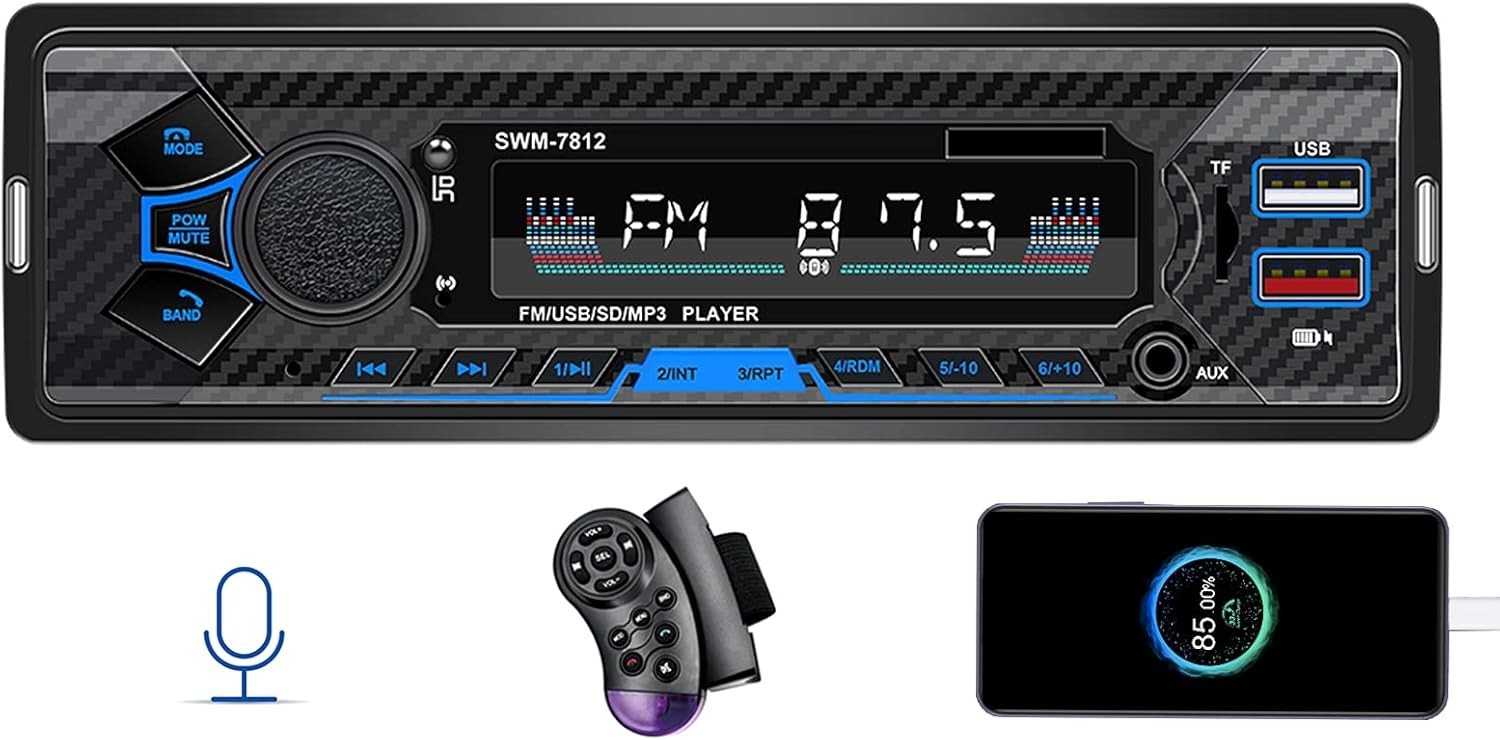 Compact 7-Inch Touchscreen Car Stereo with Dual USB Fast Charging & Bluetooth