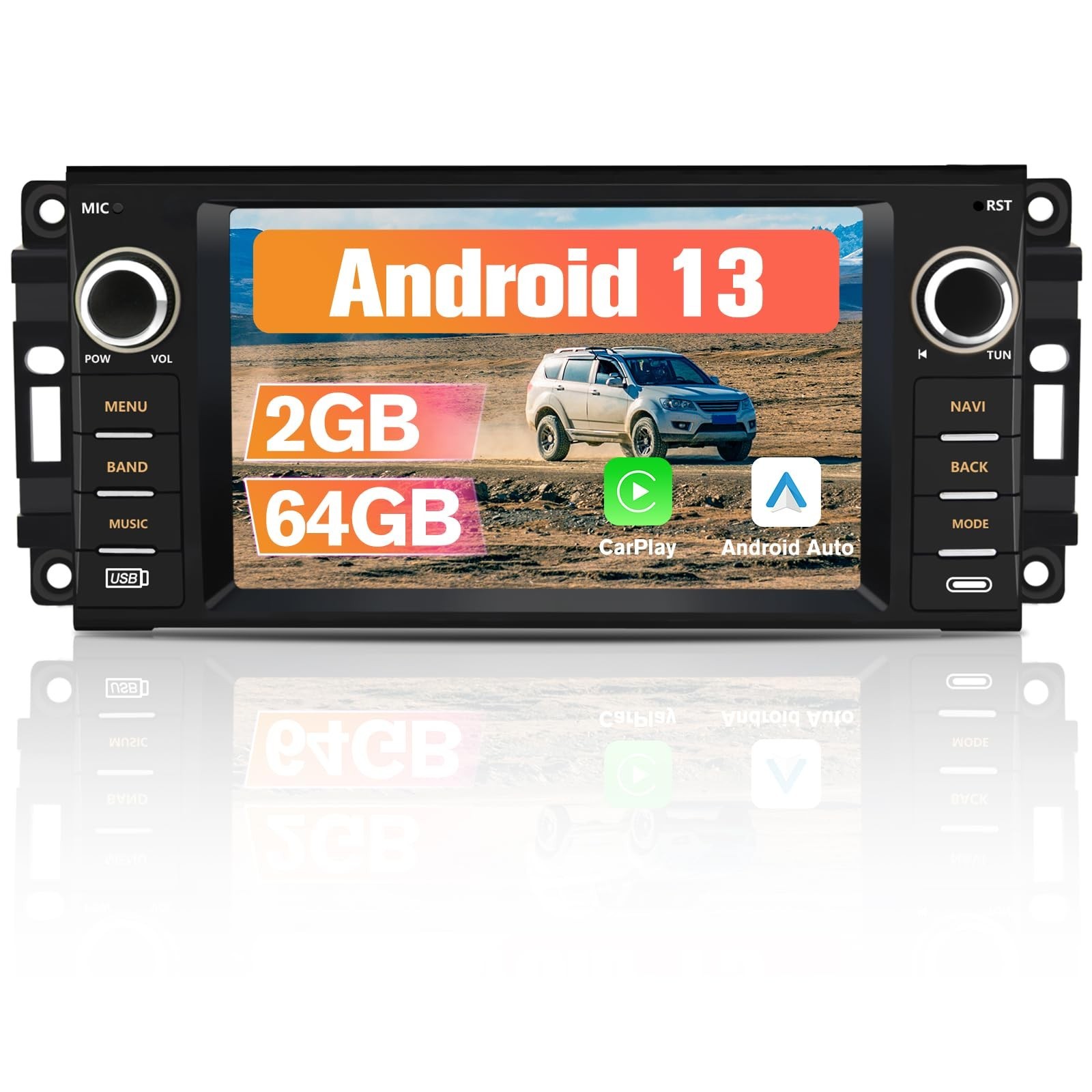 Android 13 2GB+64GB Car Radio Stereo for Jeep Wrangler 2007-2018/for Dodge Ra…