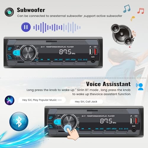 Single Din Car Stereo with Bluetooth 5.0 Hands Free Calling Voice Control P1