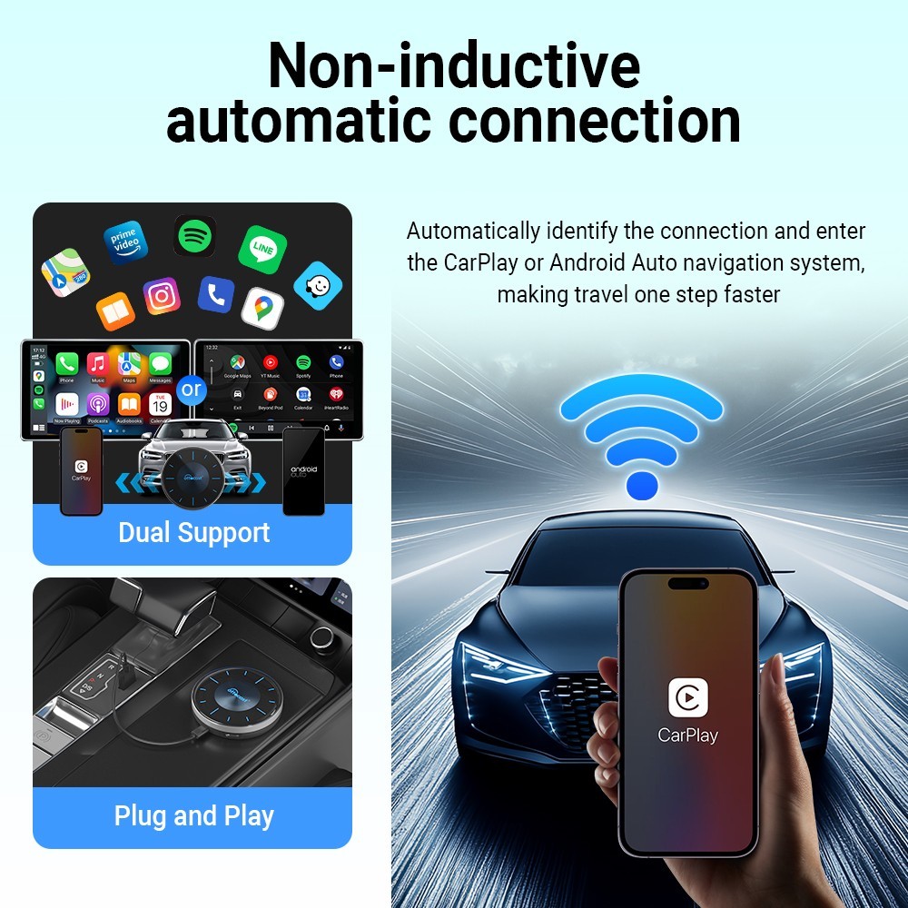 Ottocast P3 CarPlay AI Box Wireless CarPlay Android Auto Video Adapter HDMI 128G