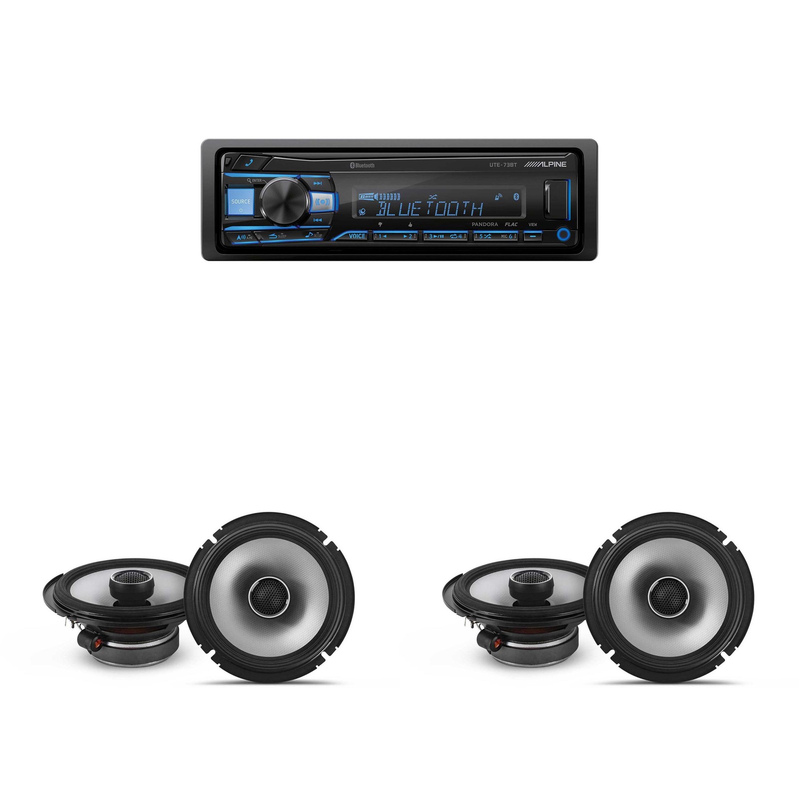 Alpine UTE-73BT Mech-less Digital Bluetooth Media Receiver with 2 Pair Alpine…