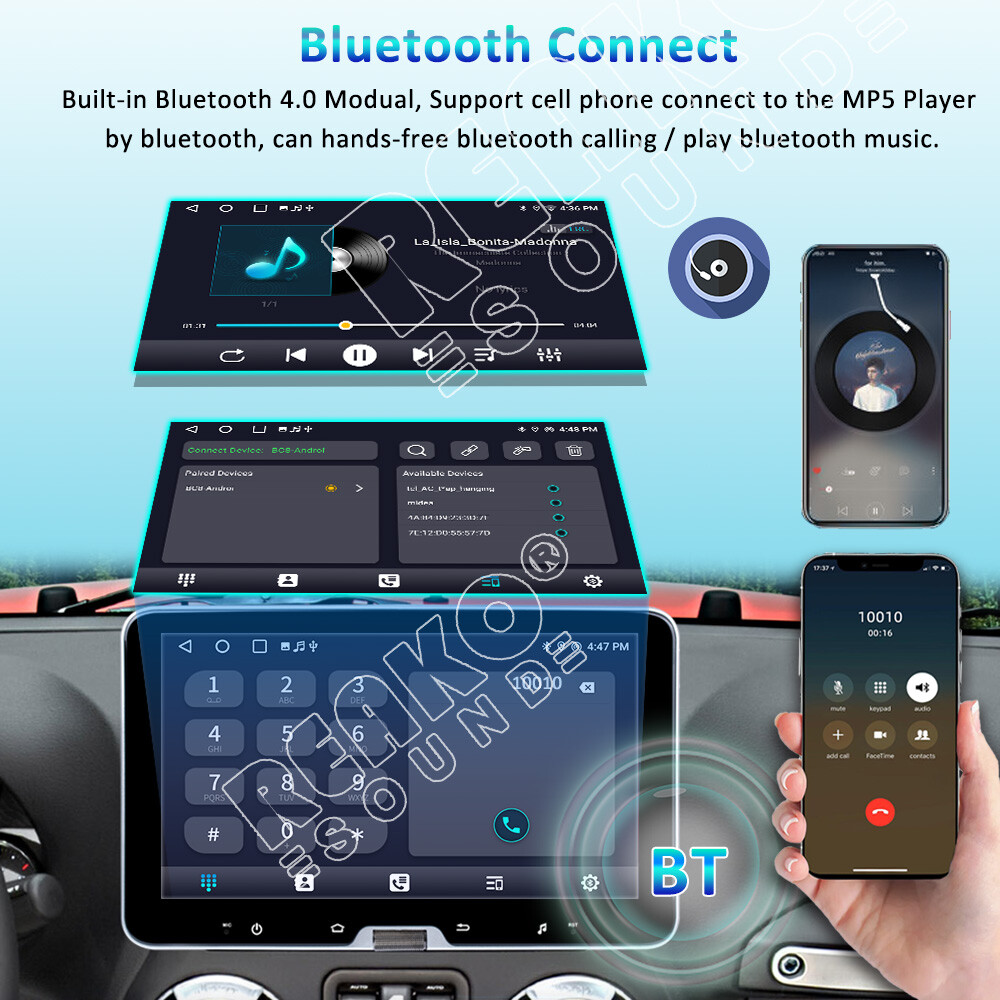 10.1”Android 13 CarPlay 2+32GB Car Stereo Radio GPS Navi 1DIN WiFi Bluetooth FM