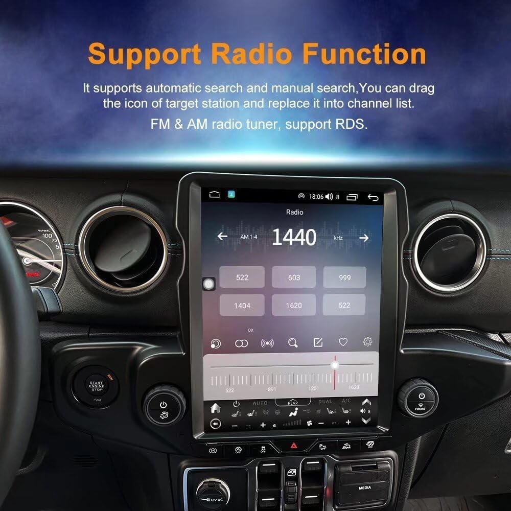 12.1″ Car Radio For Jeep Wrangler Jl Gladiator Carplay Gps Navigation Stereo NAV