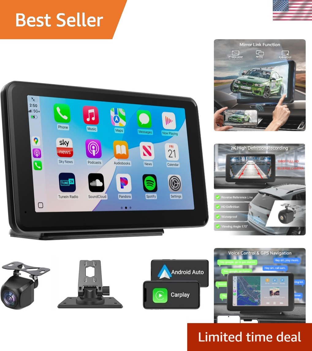 7” Bluetooth 5.2 Car Stereo – Mirror Link Display and Easy Install for All Cars