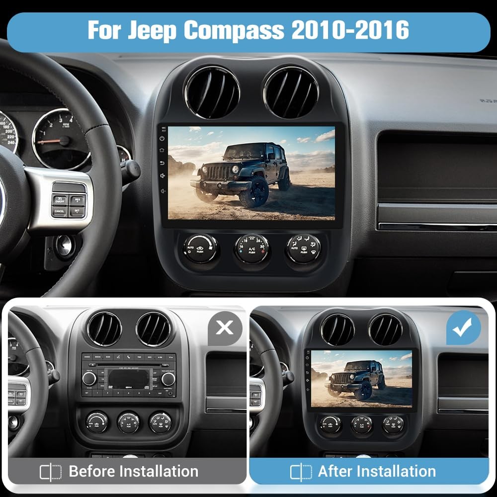 Junsun 4Core 64GB Stereo Jeep Compass Patriot 2010-2016 10″ Touch Screen