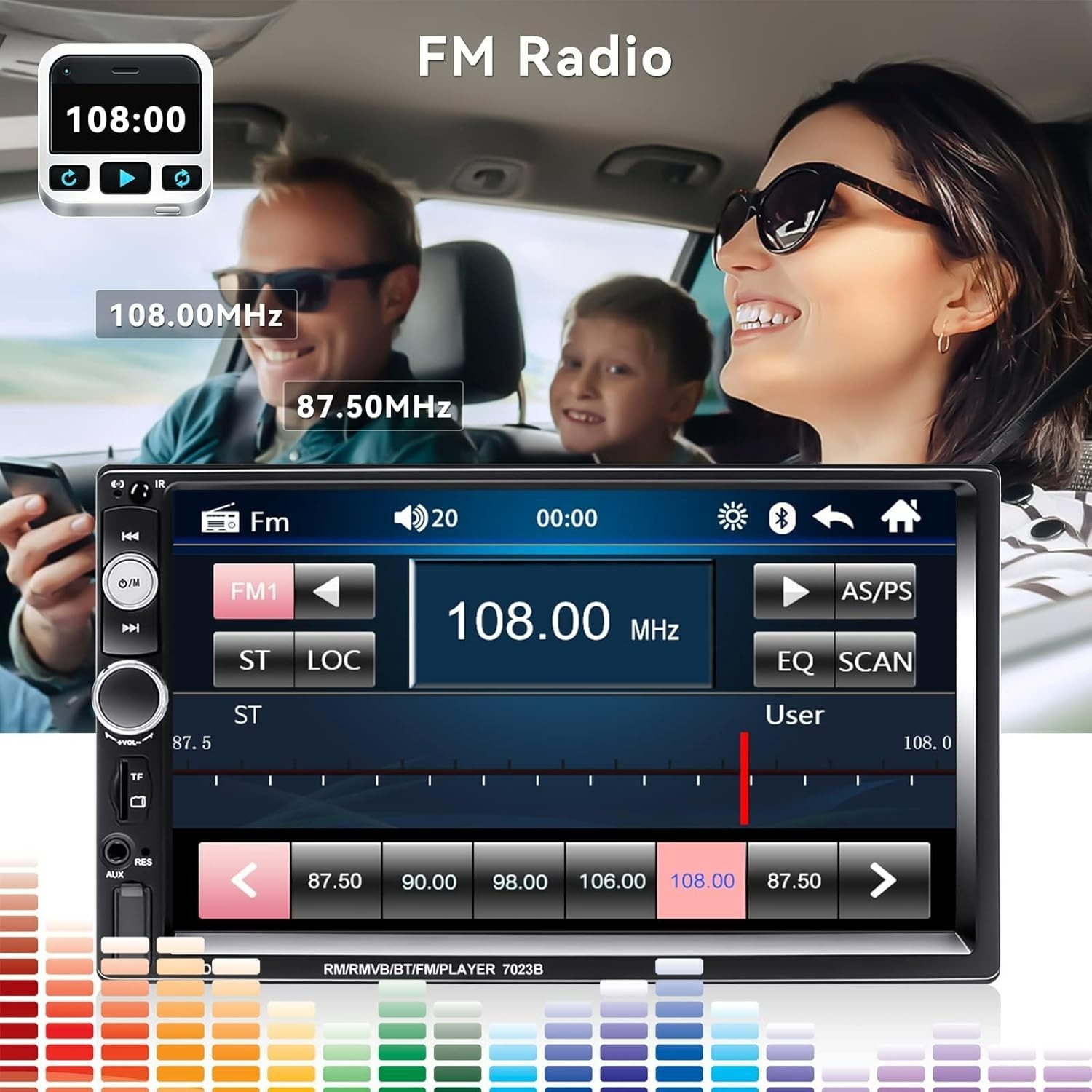 7-Inch Touchscreen Car Audio System with Bluetooth & Backup Camera Integration