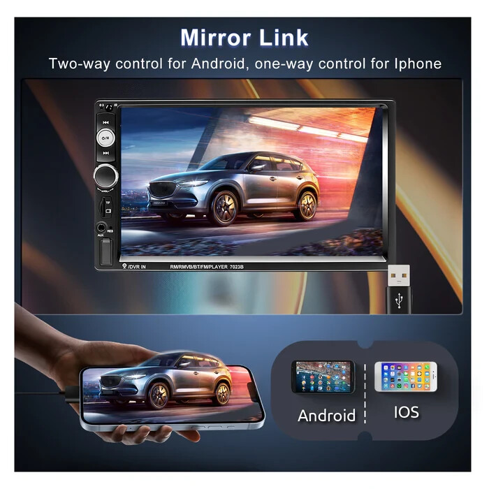 Podofo Car Stereo 2 Din Car Radio 7 Inch MP5 Player with HD Touch Screen